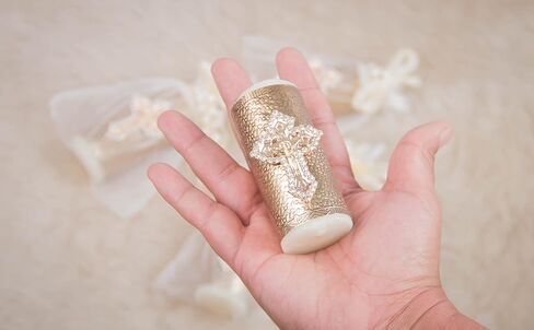 Recuerdos de Bautizo, Primera Comunión,Bodas y Bautizo 12 velas pequeñas con Misterio y Bolsa de Organza incluidos Opción Amazon in Saudi Arabia