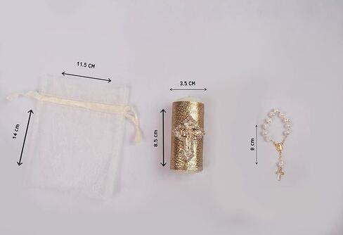 Recuerdos de Bautizo, Primera Comunión,Bodas y Bautizo 12 velas pequeñas con Misterio y Bolsa de Organza incluidos Opción Amazon in Saudi Arabia
