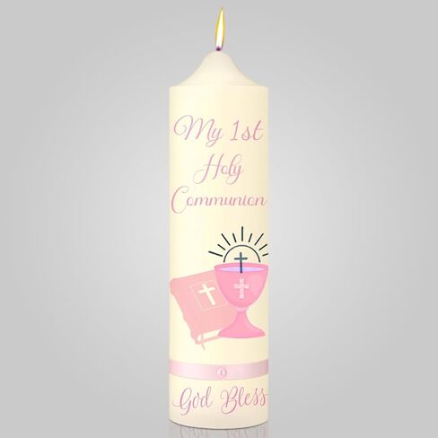 هدايا الشموع المستدقة من My First Holy Communion مقاس 9.84 بوصة، شموع كاثوليكية دينية مع تصميم الكأس، هدايا كاثوليكية لمستلزمات الكنيسة وحفلات الزفاف المعمودية in Saudi Arabia
