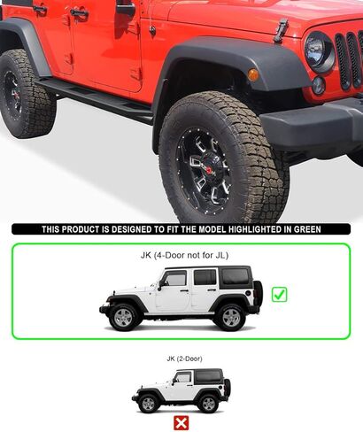Tuxtreme 6.5in Side Stainless Steel Running Boards Compatible with Jeep Wrangler JK 2007-2018 4-Door (Nerf Bars Side Steps Side Bars) in Kuwait