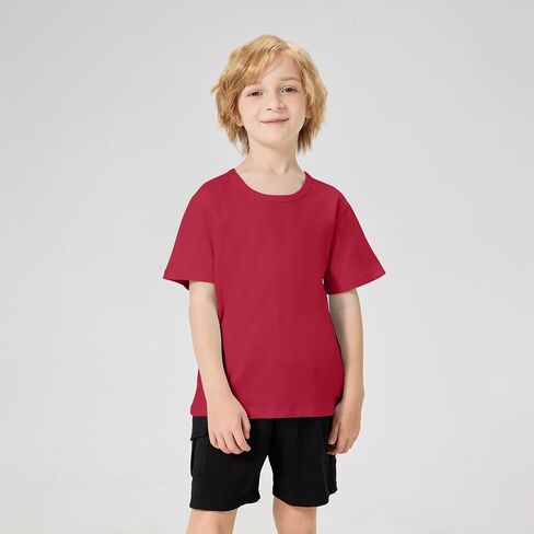 6 Pack Boys T-Shirts Toddlers Cotton Short Sleeve Summer Tops Youth Basic Shirts(2T-14Y) in Saudi Arabia