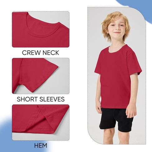 6 Pack Boys T-Shirts Toddlers Cotton Short Sleeve Summer Tops Youth Basic Shirts(2T-14Y) in Saudi Arabia