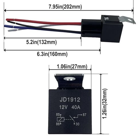 2 Pack JD1912 12V 40A Automotive 4-pin SPST Relay with Harness Receptacle (Interlocking Harness Receptacle Holder), for Automotive Truck Van Motorcycle Boat in Kuwait