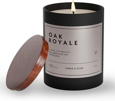 Thrive & Roar - Oak Royale Premium Scented Candle for Men – 7oz Long Lasting, Soy Wax Aromatherapy Candle for Home Scented, Masculine Aroma, Office Decor, Man Cave Decor, Men's Gift in Saudi Arabia
