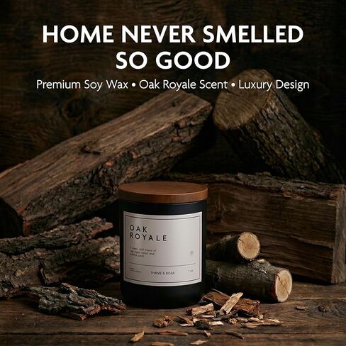 Thrive & Roar - Oak Royale Premium Scented Candle for Men – 7oz Long Lasting, Soy Wax Aromatherapy Candle for Home Scented, Masculine Aroma, Office Decor, Man Cave Decor, Men's Gift in Saudi Arabia