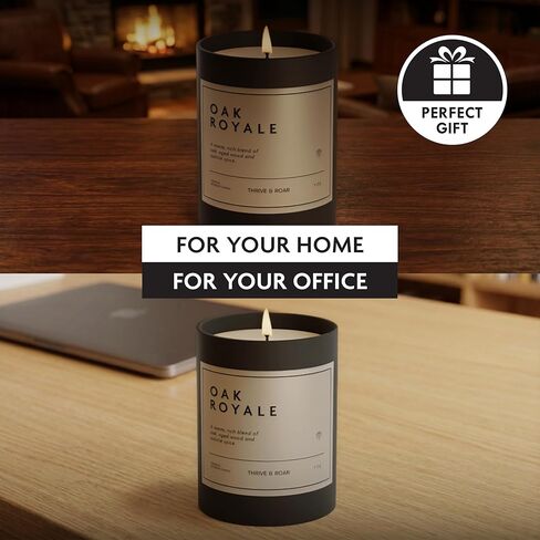 Thrive & Roar - Oak Royale Premium Scented Candle for Men – 7oz Long Lasting, Soy Wax Aromatherapy Candle for Home Scented, Masculine Aroma, Office Decor, Man Cave Decor, Men's Gift in Saudi Arabia