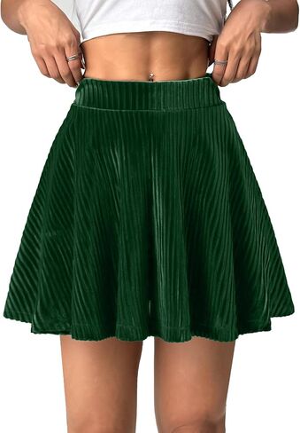تنورة نسائية قصيرة عالية الخصر لعيد القديس باتريك، تنانير مخملية مع شورت تنورة صيفية كاجوال 2026 أخضر L in Kuwait