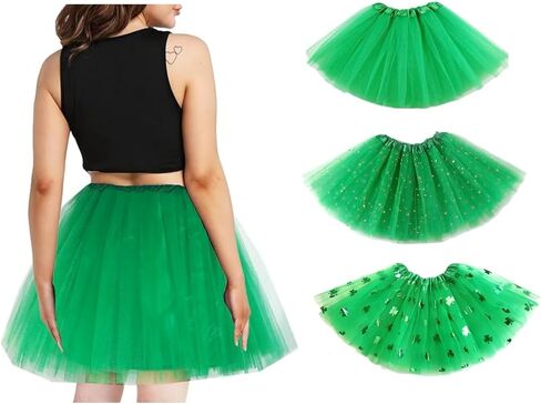 3 طبقات توتو الكبار النساء الأخضر البرسيم توتو تنورة المراهقين شامروك الأيرلندية حفلة عيد القديس باتريك توتو in Kuwait