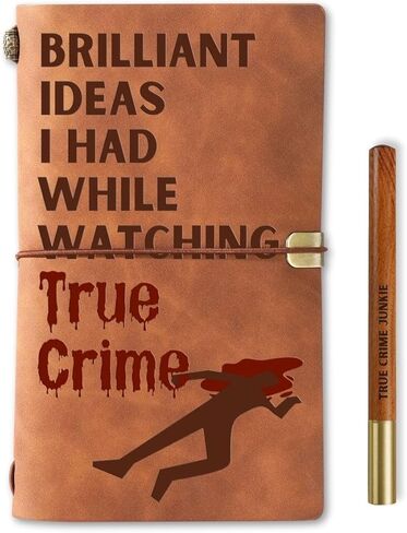 هدايا InnoBeta True Crime للنساء، العشاق، البودكاست، مجلة القاتل التسلسلي وقلم دفتر ملاحظات قابل لإعادة التعبئة من الجلد النباتي، دفتر رسم، مذكرات سفر، 7.8 × 5 بوصات، عيد الميلاد in Kuwait