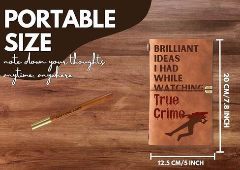 هدايا InnoBeta True Crime للنساء، العشاق، البودكاست، مجلة القاتل التسلسلي وقلم دفتر ملاحظات قابل لإعادة التعبئة من الجلد النباتي، دفتر رسم، مذكرات سفر، 7.8 × 5 بوصات، عيد الميلاد in Kuwait
