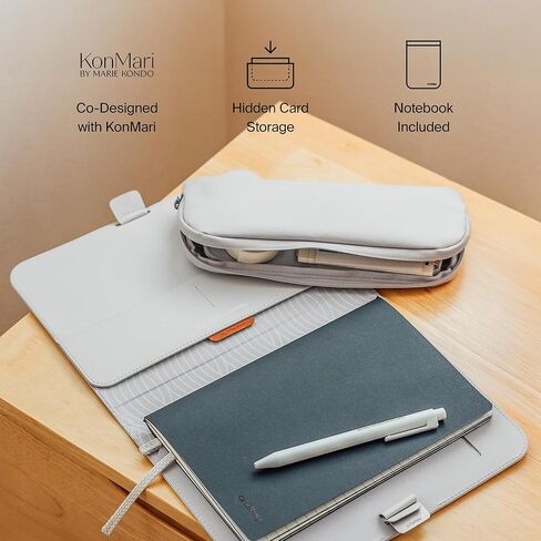 غطاء الكمبيوتر المحمول Orbitkey KonMari - خلاصة خالية من الجلد مع حلقة قلم وفتحات للبطاقات وتخزين المستندات | منظم احترافي بسيط للملاحظات والمجلات والاجتماعات والحمل اليومي، A5 (حجري) [منتج مكتبي] in Saudi Arabia
