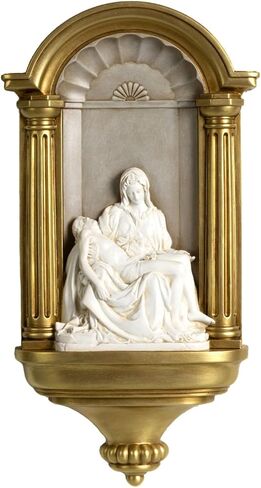 منحوتات ShineOnAngel La Pieta مايكل أنجلو المقدسة ليسوع مريم العذراء مرسومة يدويًا هدية مسيحية ديكور منزلي 14 بوصة منحوتة جدارية in Kuwait