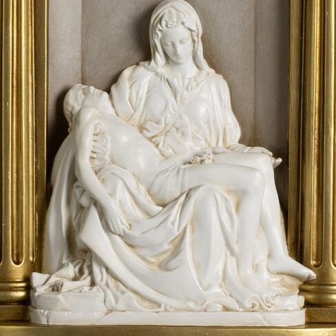 منحوتات ShineOnAngel La Pieta مايكل أنجلو المقدسة ليسوع مريم العذراء مرسومة يدويًا هدية مسيحية ديكور منزلي 14 بوصة منحوتة جدارية in Kuwait