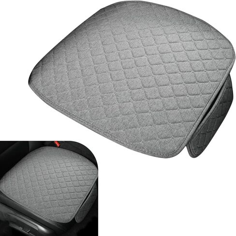 Car Seat Cover, Breathable Linen Car Seat Cushion for Seasons, Anti-Slip Driver and Passenger Seats Pads with Storage Pockets, Universal for Most Cars (Black) in Saudi Arabia