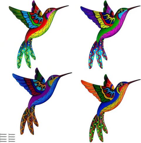Metal Hummingbird Wall Decor, Colorful Outdoor & Indoor Humming Bird yard wall art Decoration. Ideal for Patio, Fence, Garden, Living Room & Balcony Decor- Hanging Ornaments to Elevate Your Space in Saudi Arabia