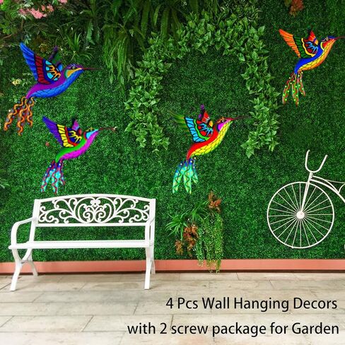 Metal Hummingbird Wall Decor, Colorful Outdoor & Indoor Humming Bird yard wall art Decoration. Ideal for Patio, Fence, Garden, Living Room & Balcony Decor- Hanging Ornaments to Elevate Your Space in Saudi Arabia