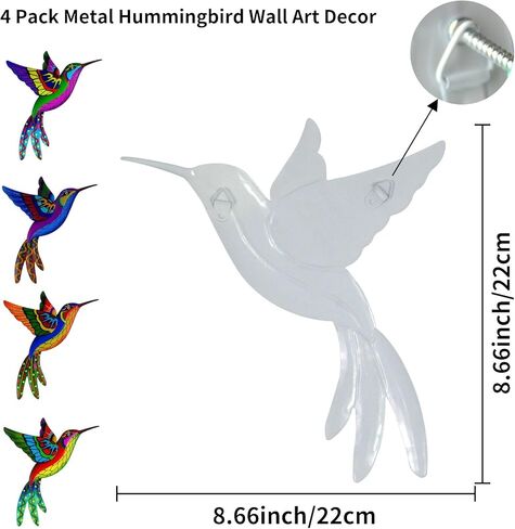 Metal Hummingbird Wall Decor, Colorful Outdoor & Indoor Humming Bird yard wall art Decoration. Ideal for Patio, Fence, Garden, Living Room & Balcony Decor- Hanging Ornaments to Elevate Your Space in Saudi Arabia