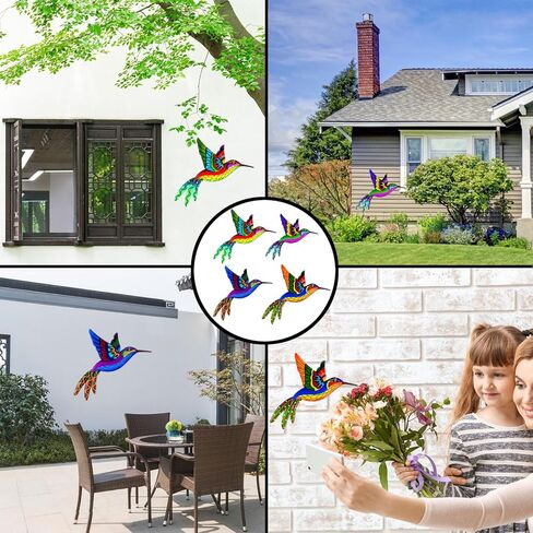 Metal Hummingbird Wall Decor, Colorful Outdoor & Indoor Humming Bird yard wall art Decoration. Ideal for Patio, Fence, Garden, Living Room & Balcony Decor- Hanging Ornaments to Elevate Your Space in Saudi Arabia