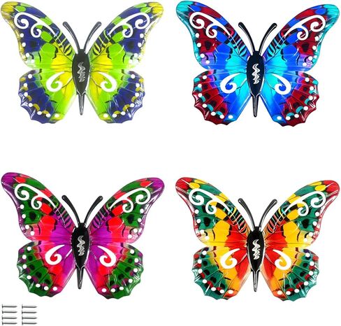 ديكور حائط على شكل طائر طنان معدني، ديكور فني جداري لساحة الطيور الطنانة الملونة للاستخدام في الأماكن الخارجية والداخلية. مثالية للفناء والسياج والحديقة وغرفة المعيشة وديكور الشرفة - زخارف معلقة لرفع المساحة الخاصة بك in Kuwait