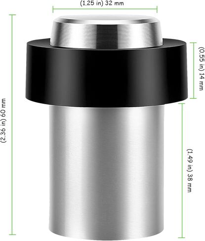 15 PCS Floor Mounted Door Stops, 2.3'' x 1.3'' Cylindrical Door Stopper with Black Rubber, Stainless Steel Floor Door Stoppers for Commercial Doors, Easy to Install, Silver in Saudi Arabia