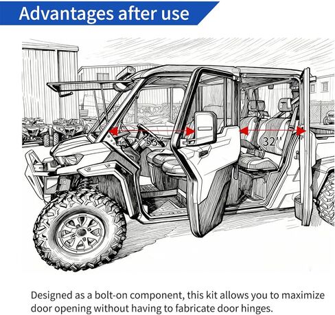 أحزمة حدود الباب شديدة التحمل لـ Can-Am Defender & Defender Max Limited (2020 إلى الوقت الحاضر) - فتحة باب واسعة طويلة جدًا، نايلون متين وفولاذ مقاوم للصدأ، عبوتان باللون الأسود in Kuwait