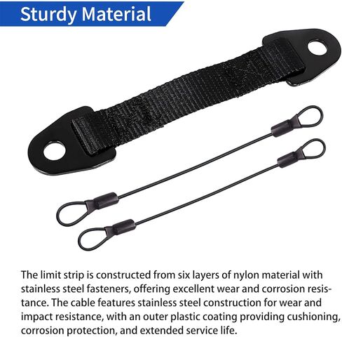 أحزمة حدود الباب شديدة التحمل لـ Can-Am Defender & Defender Max Limited (2020 إلى الوقت الحاضر) - فتحة باب واسعة طويلة جدًا، نايلون متين وفولاذ مقاوم للصدأ، عبوتان باللون الأسود in Kuwait