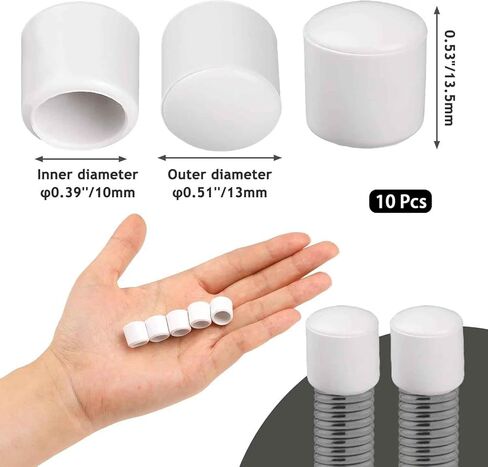 10Pcs White 0.39 Inch Door Stoppers Rubber Tip Replacement, Stop Caps for Door Wall Protection in Kuwait