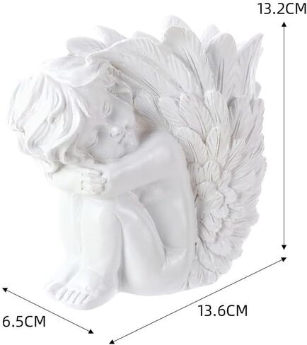 حامل أقلام على شكل ملاك - منظم مكتب لطيف وكوب أقلام رصاص مزخرف، ملحقات مكتب مكتبية فريدة كهدية للنساء (الراتنج الأبيض) in Kuwait