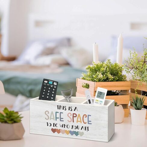 Therapist Office Decor Pen Holder for Desk, Counselor Gifts Pencil Organizer, Safe Space Sign Wooden Pen Holder Desk Accessories Decor for Home Counseling Mental Health Office in Saudi Arabia