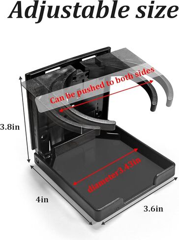 2PCS Adjustable Folding Cup Holder for Boat Car RV,Universal Drink Holder with Screws Fits Most Mugs and Bottles for Marine Caravan Truck Van Office Black in Kuwait