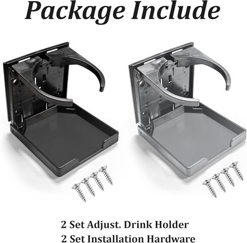 2PCS Adjustable Folding Cup Holder for Boat Car RV,Universal Drink Holder with Screws Fits Most Mugs and Bottles for Marine Caravan Truck Van Office Black in Kuwait