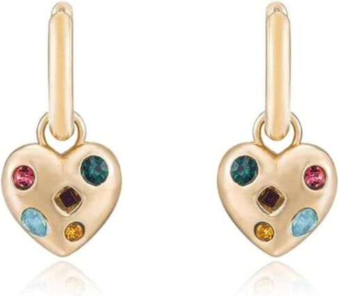 Ettika Gold Earrings. Dangle Earrings for Women, Rainbow Crystal Heart Earrings. 18k Gold Plated Earrings. Jewelry, Birthday Gifts For Women in Saudi Arabia