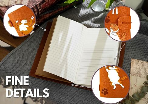 هدايا InnoBeta Orange Cat للرجال والنساء، دفتر ملاحظات للقطط البرتقالية مع قلم، دفتر رسم قابل لإعادة الملء، مذكرات سفر، مخطط مبطن، 7 × 5 بوصات، بني in Kuwait