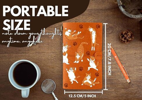 هدايا InnoBeta Orange Cat للرجال والنساء، دفتر ملاحظات للقطط البرتقالية مع قلم، دفتر رسم قابل لإعادة الملء، مذكرات سفر، مخطط مبطن، 7 × 5 بوصات، بني in Kuwait