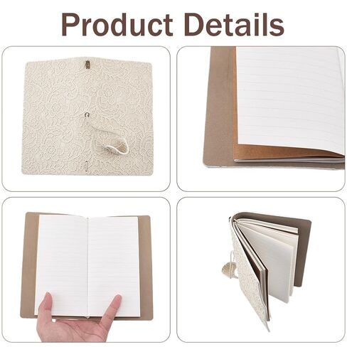 CALFOVERA A6 3D PU Leather Lace Textured Journal Notebook for Women Flower Embossed Carving Refillable Writing Notebooks with 3 Style Paper Inside 96 Page Pamphlet Daily Planner Bound Sketchbook in Saudi Arabia