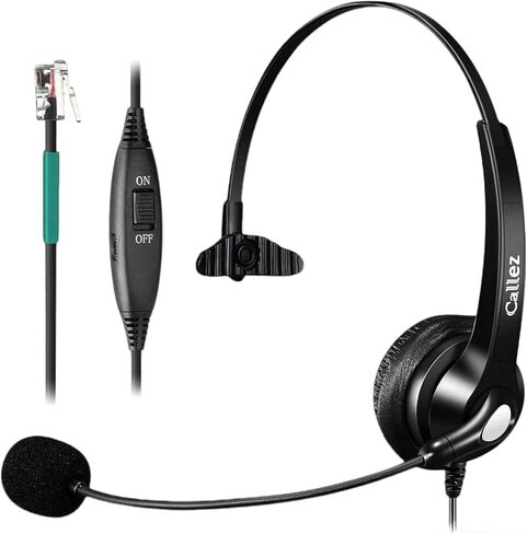 Callez RJ9 Polycom Telephone Headset with Noise Cancelling Mic & Volume Controls, Mono Phone Headset for Office Compatible with Polycom VVX250 VVX400 VVX410 VVX411 VVX311 VVX500 VVX601 Landline Phones in Saudi Arabia