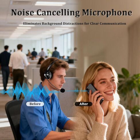Callez RJ9 Polycom Telephone Headset with Noise Cancelling Mic & Volume Controls, Mono Phone Headset for Office Compatible with Polycom VVX250 VVX400 VVX410 VVX411 VVX311 VVX500 VVX601 Landline Phones in Saudi Arabia