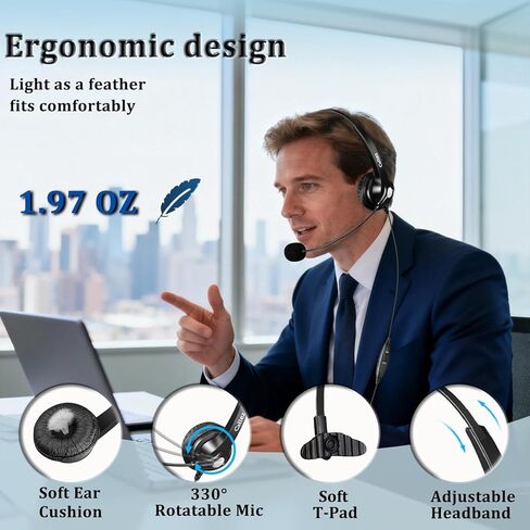 Callez RJ9 Polycom Telephone Headset with Noise Cancelling Mic & Volume Controls, Mono Phone Headset for Office Compatible with Polycom VVX250 VVX400 VVX410 VVX411 VVX311 VVX500 VVX601 Landline Phones in Saudi Arabia