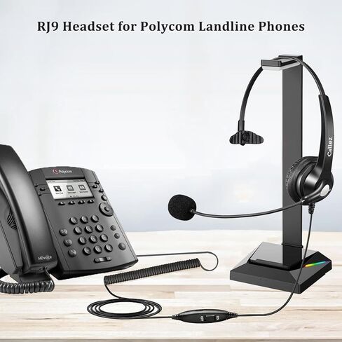 Callez RJ9 Polycom Telephone Headset with Noise Cancelling Mic & Volume Controls, Mono Phone Headset for Office Compatible with Polycom VVX250 VVX400 VVX410 VVX411 VVX311 VVX500 VVX601 Landline Phones in Saudi Arabia