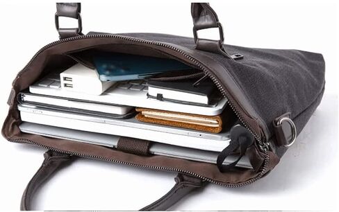 Men Canvas Business Briefcase Office Travel Messenger Large Tote Women's Computer Work Bag(14inch) in Saudi Arabia
