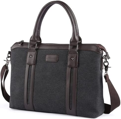 Men Canvas Business Briefcase Office Travel Messenger Large Tote Women's Computer Work Bag(14inch) in Saudi Arabia