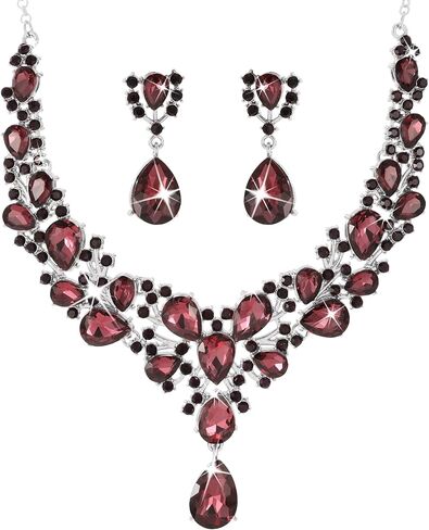 Kamirola Bridal Wedding Jewelry Set for Women/Brides/Bridesmaids Crystal Jewelry Set for Wedding Prom Party Bridal Crystal Necklace Earrings Set(TR92) in Kuwait