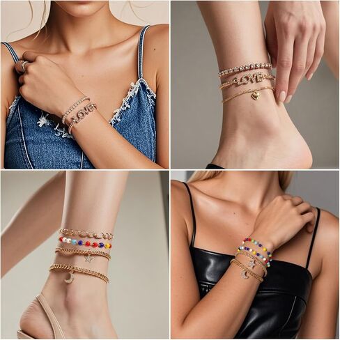 KOSMOS-LI Golden Jewelry Set Stocking Stuffers with 4pcs Necklaces, 36pcs Earrings, 22pcs Rings Collection Fashion Accessories for Women Multiple Styles and Sizes in Kuwait