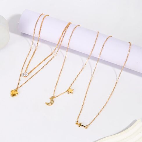 KOSMOS-LI Golden Jewelry Set Stocking Stuffers with 4pcs Necklaces, 36pcs Earrings, 22pcs Rings Collection Fashion Accessories for Women Multiple Styles and Sizes in Kuwait
