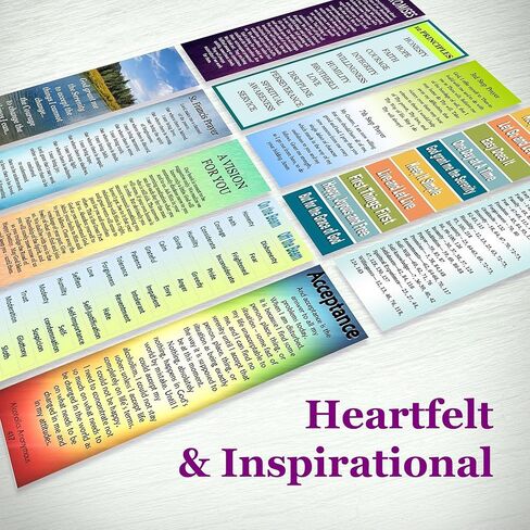 12 Step AA Sobriety Bookmarks- Set of 10 2x6 Laminated Recovery Gifts with Serenity Prayer, Big Book Index, Acceptance, St Francis Prayer, 3rd & 7th Step Prayer by Cheryl's Bookmarks in Saudi Arabia