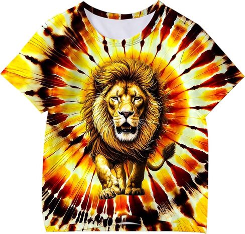Kids Tie Dye Shirt for Girls Boys Colorful Animal Print T-Shirt Hippie Style Casual Tee Youth Clothing 6-16 Years in Saudi Arabia