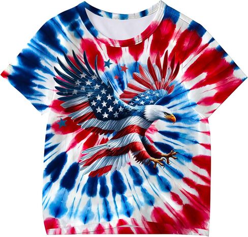 Kids Tie Dye Shirt for Girls Boys Colorful Animal Print T-Shirt Hippie Style Casual Tee Youth Clothing 6-16 Years in Saudi Arabia