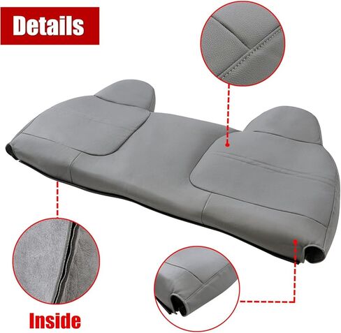 NLQR Full Bench Bottom & Top Lean Back Replacement Seat Cover Gray Compatible with Ford F250 F350 F450 F550 Super Duty 1998 1999 2000 2001 2002 in Saudi Arabia