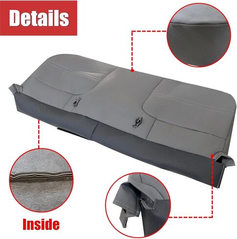 NLQR Full Bench Bottom & Top Lean Back Replacement Seat Cover Gray Compatible with Ford F250 F350 F450 F550 Super Duty 1998 1999 2000 2001 2002 in Saudi Arabia