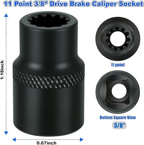 2 Pack 3/8" Brake Caliper 11 Point Socket Truck Brake Caliper Socket 3/8" Drive Replacement for European Trucks Compatible with Bendix Adb 22x, Adb 225, Sn6, Sn7, Sk7 Air Disc Calipers in Saudi Arabia